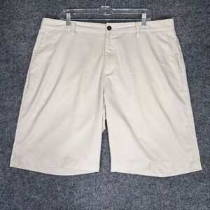 Adidas ClimaLite Golf Chino Shorts Mens 39 Cream Flat Front Three Stripes Adult​